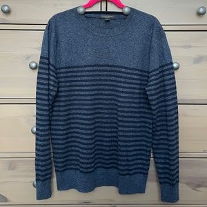 Banana Republic Men Striped Long Sleeve Pullover Sweater Grayish Blue Size L